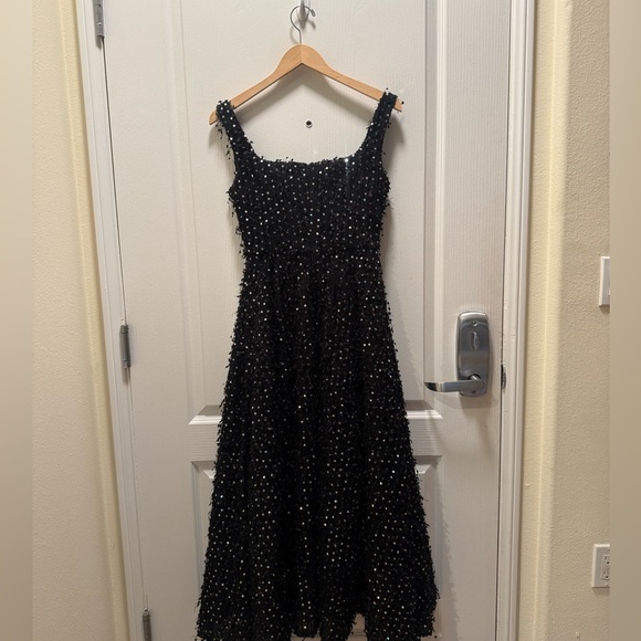 Sonya Moda Valentino Sequin Tweed Midi Dress -Color: Black size S NWT - Picture 4 of 5